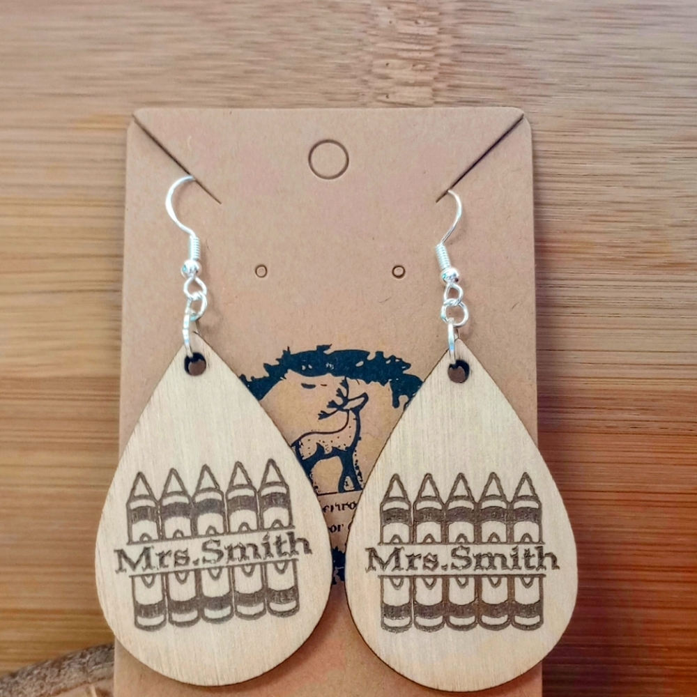 Personalizable Engraved Crayon Earrings
